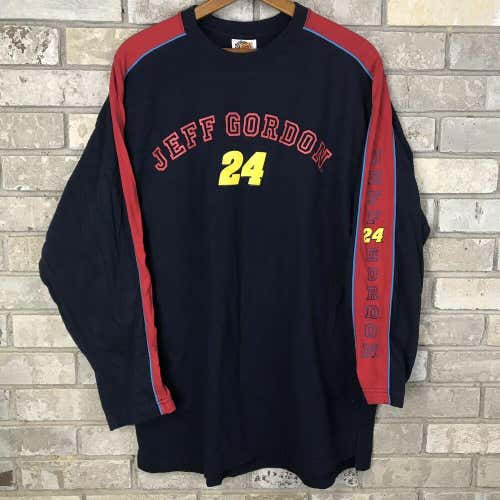 NASCAR Jeff Gordon Long Sleeve T Shirt Mens Large Spellout Logo #24 Racing Vtg
