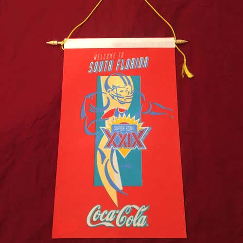 Super Bowl XXIX Miami, South Florida Coke Coca-Cola Pennant Banner 49ers Chargers