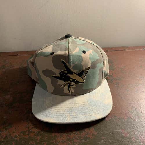 *NEW* Mitchell & Ness NHL San Jose Sharks Camo And Sky Blue Hat