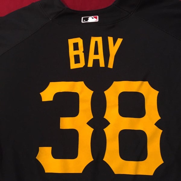 Vintage Pittsburgh Pirates Majestic Jason Bay Black Yellow #38 MLB