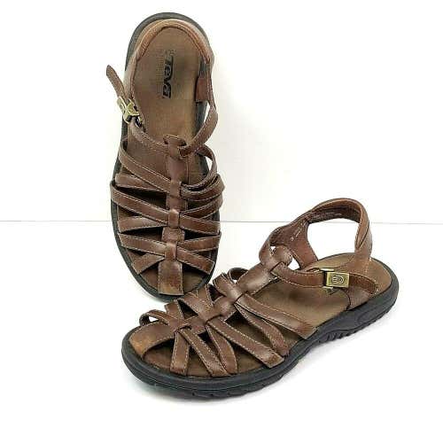 Teva Vanua Brown Fisherman Leather Closed Toe Sport Sandals Womens Size 8 Sandal