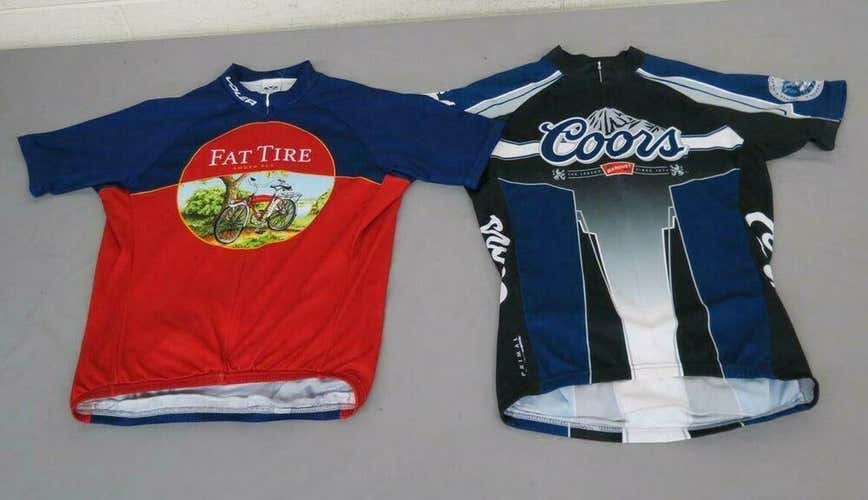 (2) Colorado Beer Cycling Jerseys Men's M Voler Fat Tire & Primal Coors Banquet