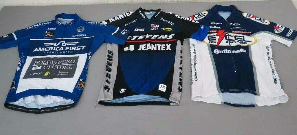 (3) Cycling Jerseys Men's S Excel Salsa JX Mavic Rock Shox America First Credit