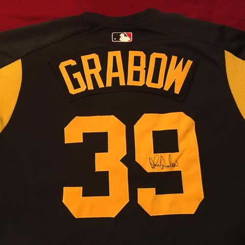 John Grabow Pittsburgh Pirates Game Used Signed Autographed MLB Majestic Batting Practice Jersey 48