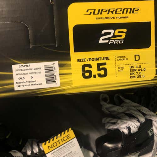 New 2sPro Hockey Skates Senior Size 6.5