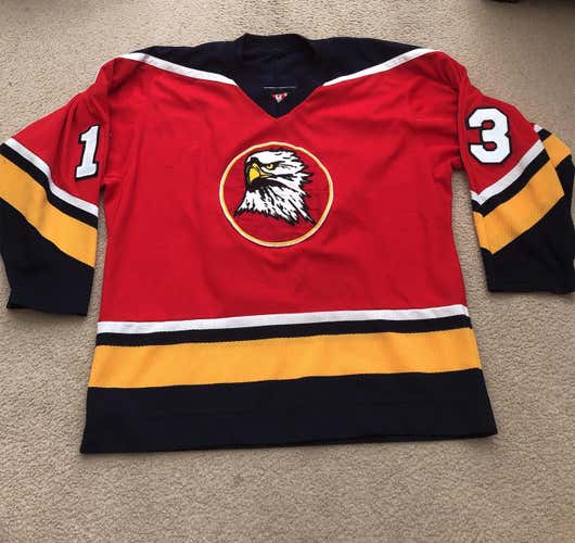 Ice hawks CCM Game Jersey Red Size Medium #13