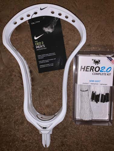 Brand New! Nike CEO 2 Lacrosse Head w Hero 2.0 Mesh Kit! No Trades