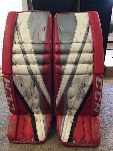 WHL Moose Jaw Warriors CCM Extreme Flex lll Goalie Leg Pads Senior Pro Stock 34+2