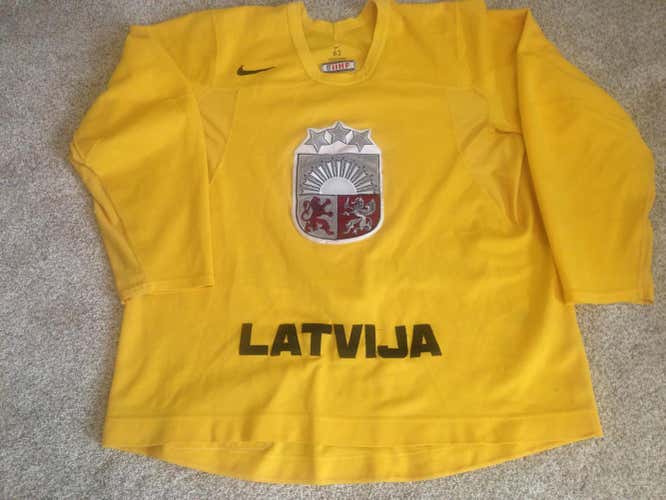 IIHF Latvia Olympic Nike Jersey Pro Stock Used 62 Swift