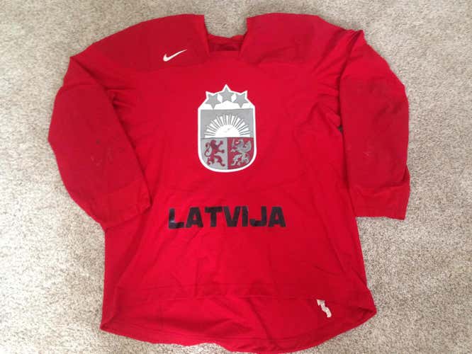 IIHF Latvia Nike Jersey Pro Stock Swift