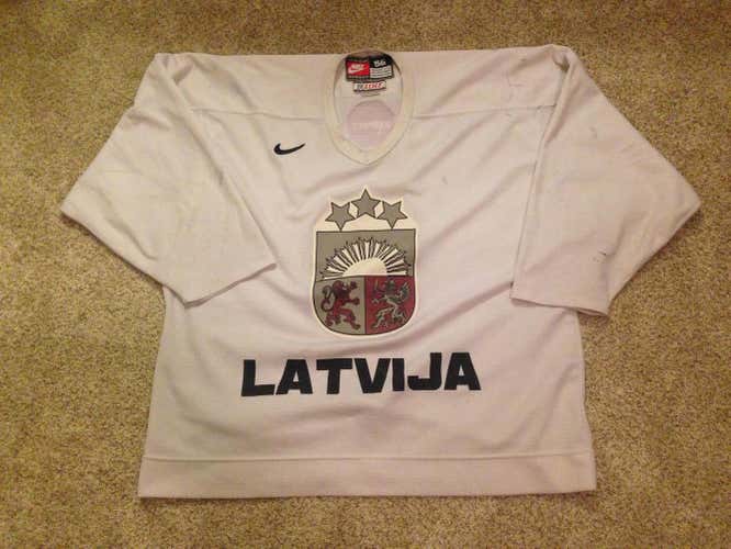IIHF Latvia Nike Jersey Pro Stock practice jersey White 56