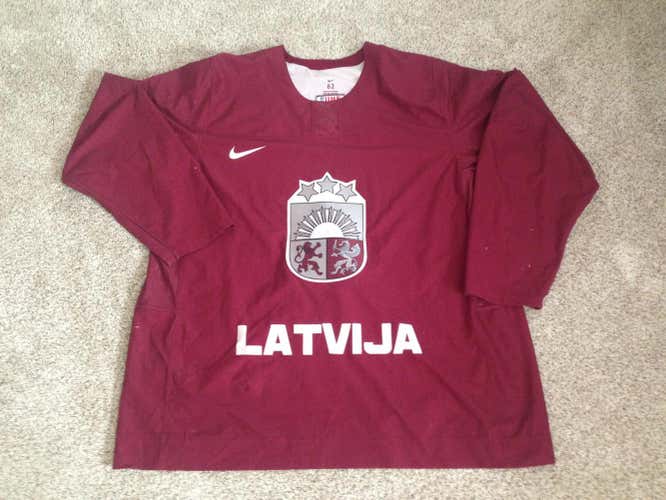 IIHF Latvia Practice Nike Swift Jersey Pro Stock Maroon 62
