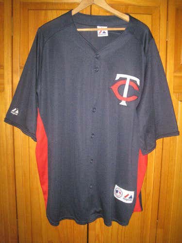 Authentic Minnesota Twins Majestic baseball jersey men's XXL TC logo blue MLB