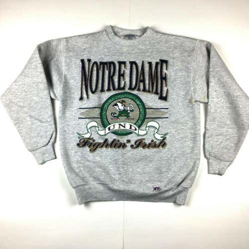 Vintage University of Notre Dame Fighting Irish Crewneck Logo 7 Gray NCAA Sz M