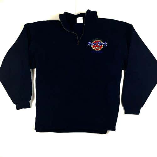 VTG 90s Hard Rock Cafe Las Vegas Quarter Zip Sweater Embroidered (Sz L)