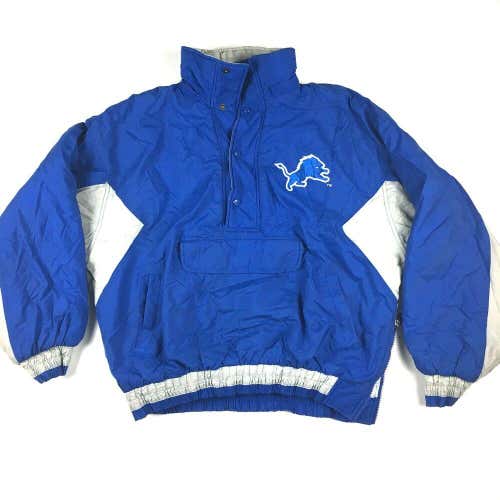 VTG 90s Chalk Line Detroit Lions Puffy Jacket Pullover NFL Football Sz Large