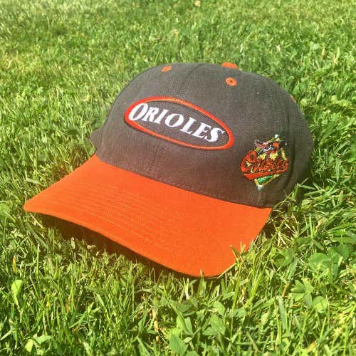 VTG 90s Baltimore Orioles Baseball Cap Oval Logo Embroidered Strapback Hat MLB