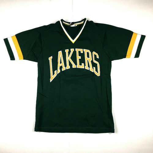 VTG New Era Knitting Mills Inc Lakers Mesh Baseball Jersey #4 Made in USA Sz M