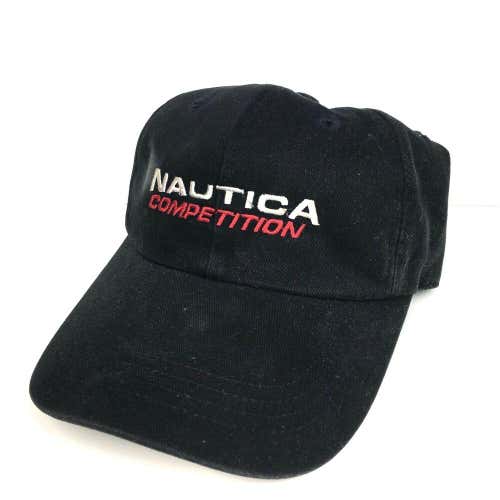 VTG Nautica Competition Strapback Dad Hat Embroidered 90s Logo Adjustable Black