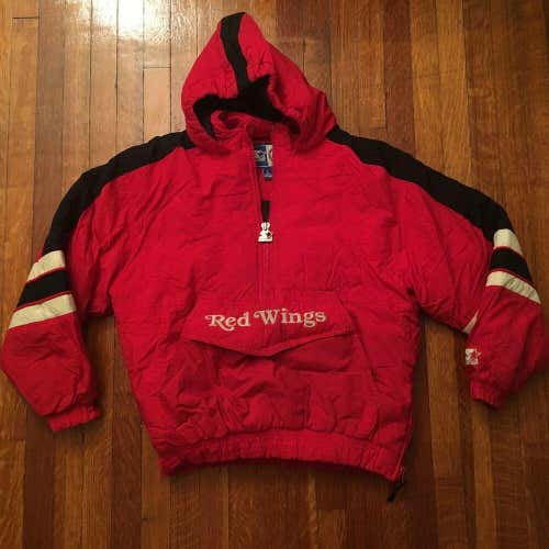 VTG Starter Detroit Red Wings Pullover Puffy Jacket NHL Hockey Sz Youth Large