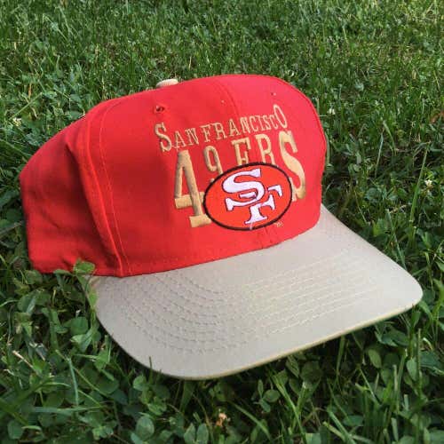 VTG 90s San Francisco 49ers Snapback by AJD Team NFL Red/Gold Embroidered (OSFM)
