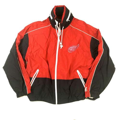 VTG Detroit Red Wings Windbreaker Hooded Jacket by Logo Athletic NHL Sz XL