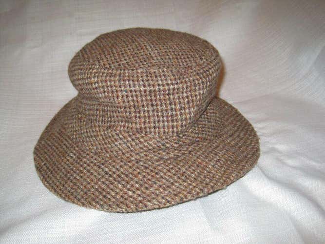 LL Bean Hand Woven Harris Tweed Wool Gore Tex bucket hat men's XXL brown