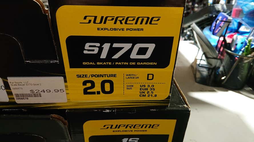 New Bauer Supreme S170 Hockey Goalie Skates Junior Size 2