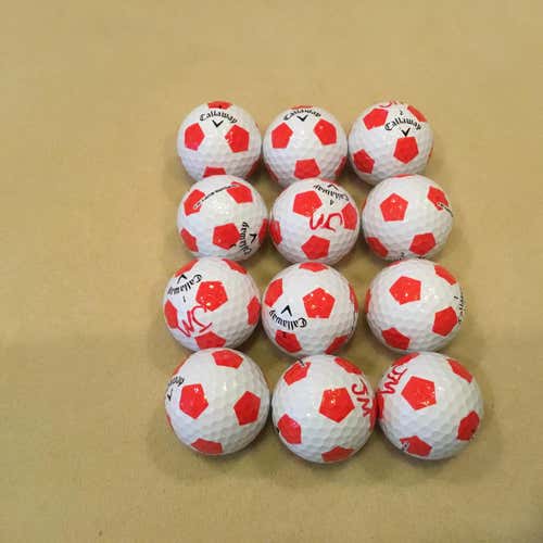12 Used Callaway Chrome Soft X White & Red Golf Balls (Prior Generation)