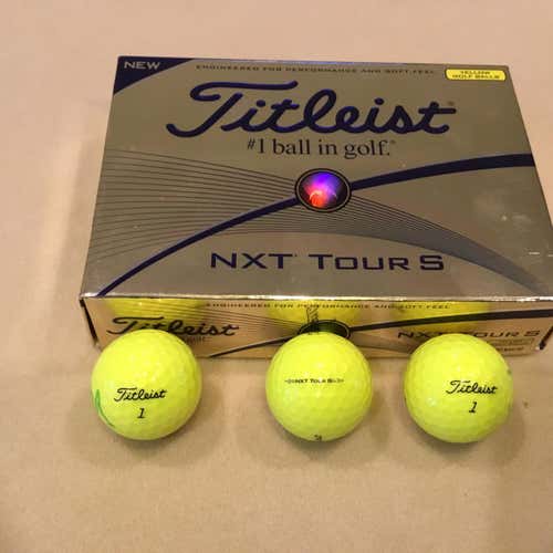 Box Of 12 Used Titleist NXT Tour S Yellow Golf Balls