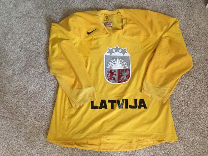 Latvia IIHF Nike Swift  Practice jersey Yellow 60