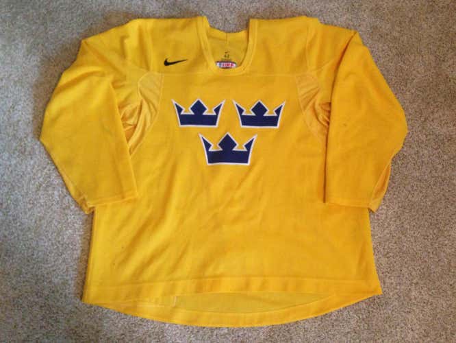 IIHF Sweden Nike Swift Jersey Pro Stock Yellow 62