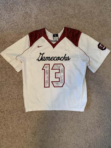 [GAME WORN] South Carolina Lacrosse White Game Jersey, #13 (2018) [L]
