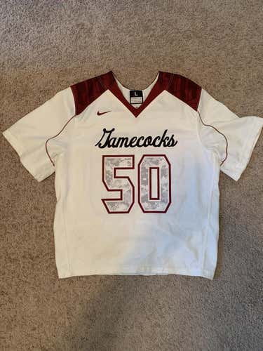 [GAME WORN] South Carolina Lacrosse White Game Jersey, #50 (2018) [L]