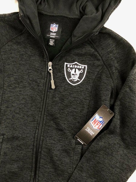 NFL Oakland Raiders Embroidered Soft Poly Full Zip Hoodie, Black, Women's S