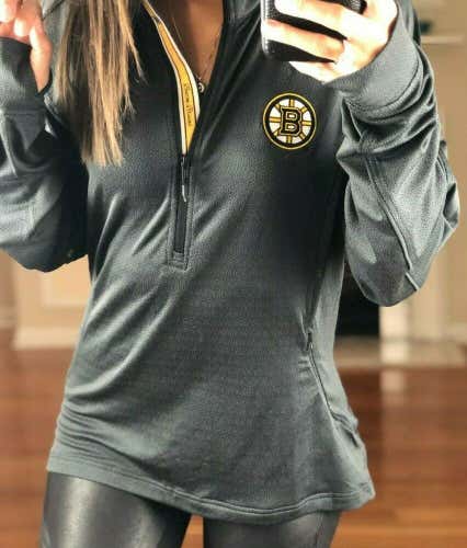 Boston Bruins 1/4 Zip Layering Track Jacket, Black, Women's L, NHL