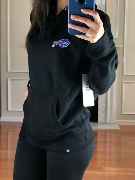 Women's '47 Brand Bills With Retro Buffalo Cropped Gray Hoodie