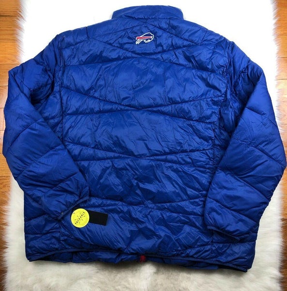 Buffalo Bills NFL Packable Puffer Jacket w Bag, Blue, Big & Tall Men 6XL