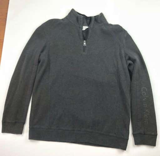 Calvin Klein 1/4 Zip Pullover Gray Sweater Men's Large (C: 24"  L: 26.5")