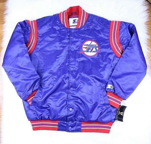 Winnipeg Jets STARTER Retro Satin Snap Jacket Throwback Logo 3XL 4XL NHL
