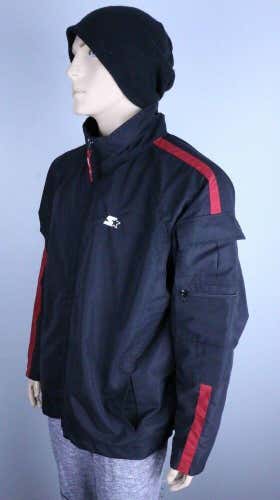 STARTER VTG Windbreaker Jacket Full Zip, Black Red, Men's Large [DEADSTOCK]