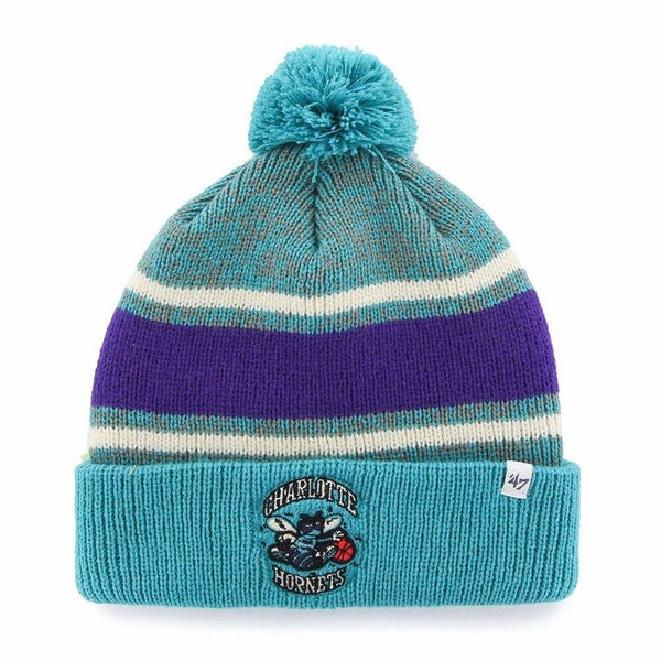 Charlotte Hornets NBA Light Blue Cuff Pom Winer Beanie Hat, 47 Brand NWT