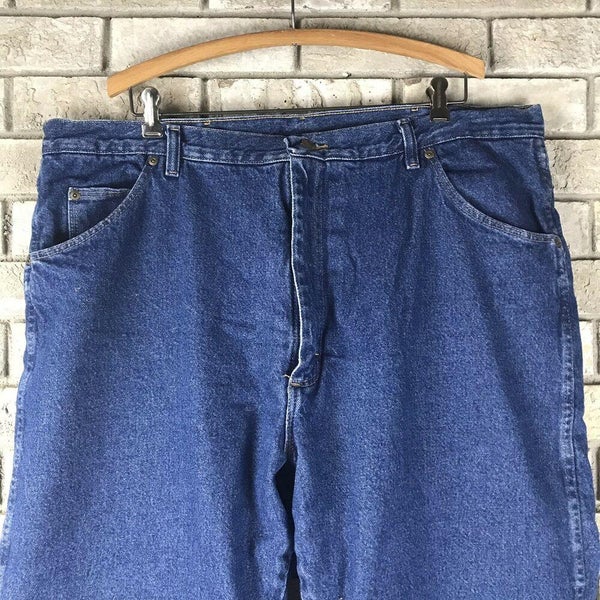 Vintage Wrangler Rustler Brand Rugged Wear Fleece Lined Jeans Men 42x30  Work | SidelineSwap