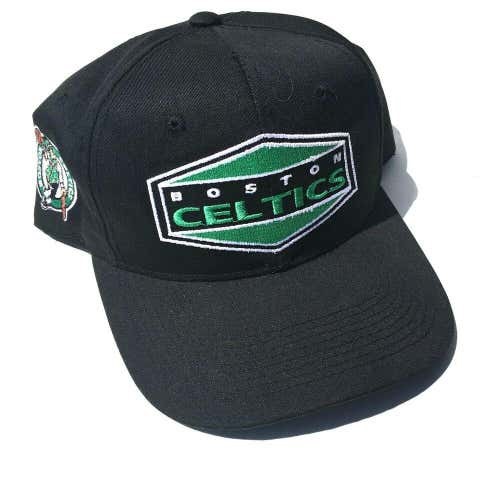 VTG Boston Celtics Snapback Hat Cap Annco Black/Green Side Logo NBA Basketball