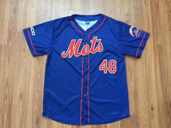 New York Mets MLB Baseball SUPER AWESOME Jacob deGrom SGA Button Up Sz XL Jersey