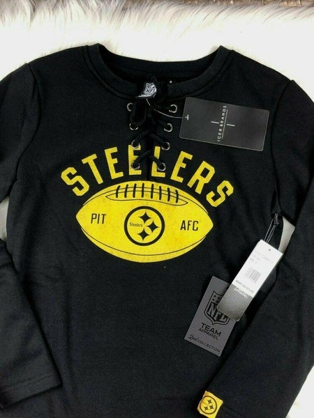 Women's Pittsburgh Steelers Black Lace-Up T-Shirt