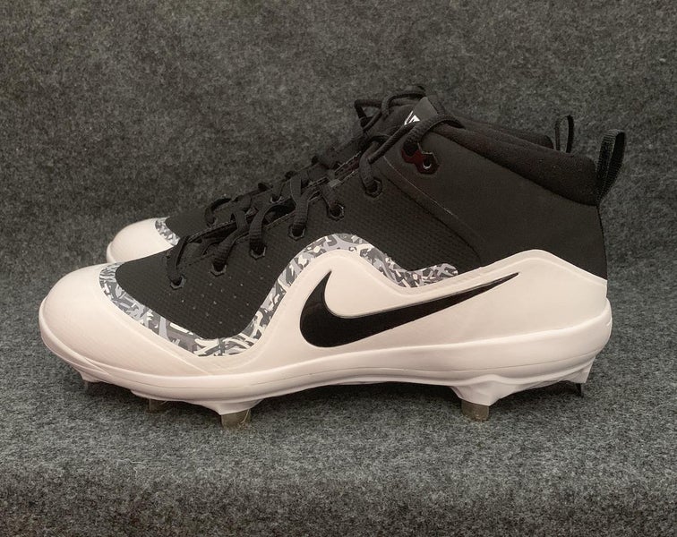 Nike Force Air Trout 4 Pro Black white Mid Baseball Cleats 917920-001 Size 10