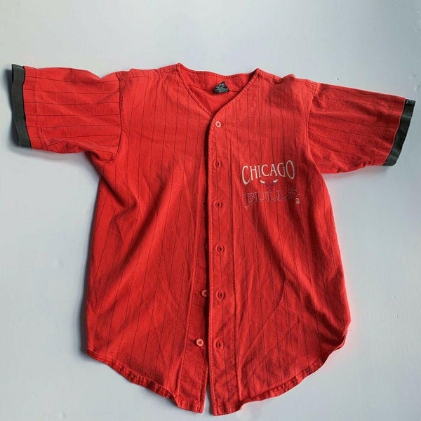 VTG NBA Chicago Bulls Basketball Button Up Pinstripe Jersey Salem Sportswear Med