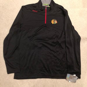 New Reebok NHL Chicago BlackHawks Team Issued 1/4 Zip Up Sweatshirt Large