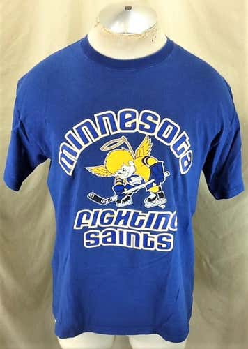 Vintage Minnesota Fighting Saints (Large) Independent Hockey Graphic T-Shirt
